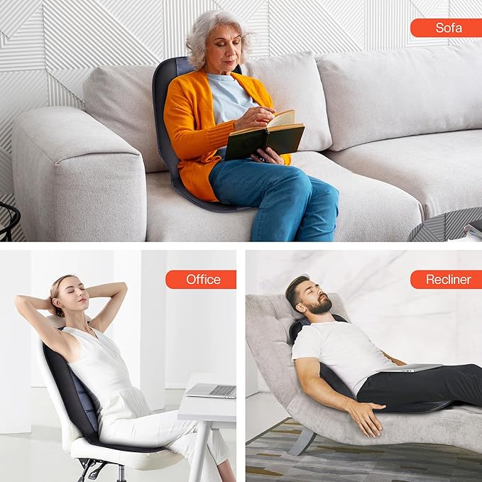 CILI Massage Chair Pad,Back Massager with Heat,Massage Seat Cushion with 10 Vibration Motors,30-60-90 Minutes Heating Options,Chair Massager for Office Chair, Home Office Use - Bloomnest