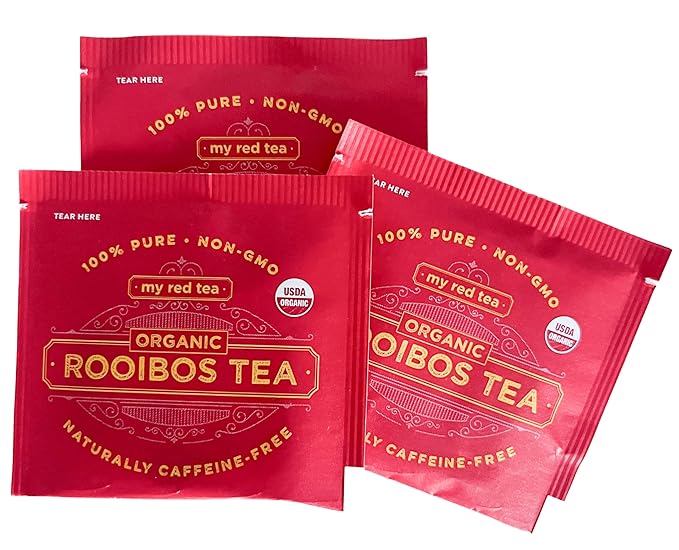 My Red Tea | USDA Organic Rooibos Tea | 40 Tagged Teabags | Single-Origin, Farmer-Friendly, Caffeine-Free | Sustainably Farmed in South Africa | Pure & Natural - Bloomnest