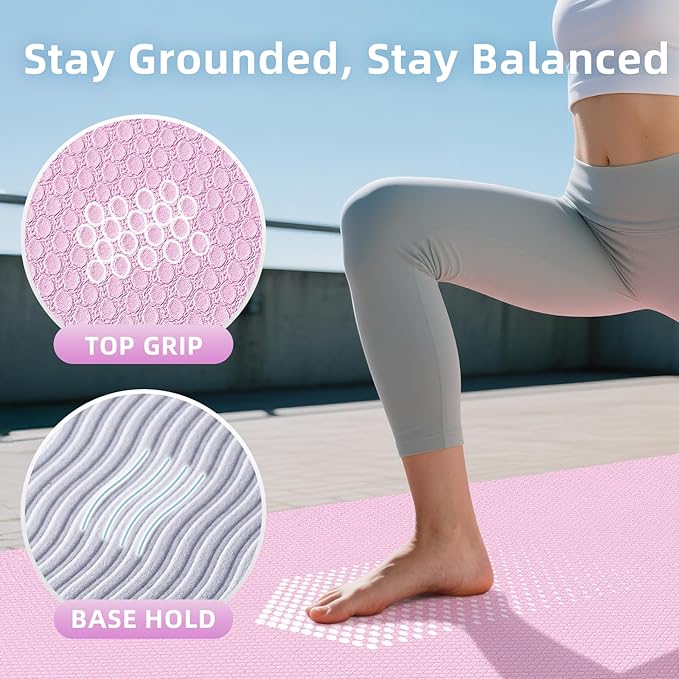 Extra Large TPE Yoga Mat 72"x35" / 78"x57" - Wide Non-Slip Mat for Yoga, Pilates & Home Gym, 6mm Thick Cushion for Comfort & Balance, Waterproof, Easy to Carry with Strap or Bag for Solo or Partner Workouts