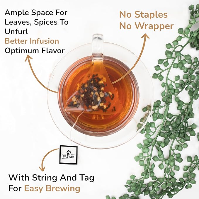 BREWIX, Royal Orange Spice Black Tea (25 Pyramid Tea Bags) | Premium Caffeinated Blend with Zesty Orange & Warming Spices | Warming Winter Blend Perfect for the Holidays | Iced Tea Bags | Sugar-Free - Bloomnest