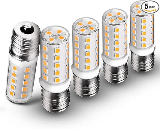E17 LED Intermediate Base Microwave Light Bulb 4W Equivalent 40W 2700K Warm White E17 Appliance Light Bulb for Chandelier Ceiling Fan Pendant Stove Top Range Hood,Non-Dimmable,120V,450lm,5pack - Bloomnest