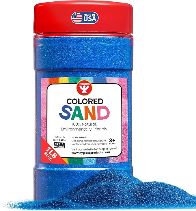 Hygloss Colored Sand for Crafts – 1 lb Bottle, Blue – Vibrant Colorful Fine Sensory Play Sand Art Kits for Kids – Classroom Activities for Children 3 4 5 6 7 8 9 10 11 12 – Safe for Ages 3+ - Bloomnest