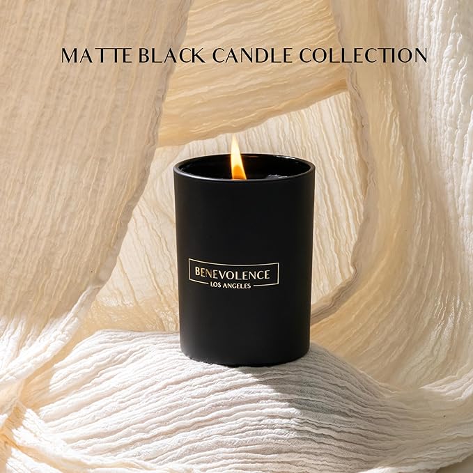 Benevolence LA Santal Scented Candle | Soy Christmas Candles, Black Candle for Home | Holiday Candles Gifts for Women and Men | Home Fragrance | Aromatherapy | Bathroom Freshener | 10oz - Bloomnest
