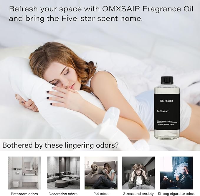 Baccarat Hotel Diffuser Oil Inspired by Baccarat 16.9Fl Oz(500ml) - Hotel Fragrance Diffuser Oil & Home Luxury Scents - Saffron, Cedar,Ambergris Essential Oils Blend for Aromatherapy Diffuser - Bloomnest