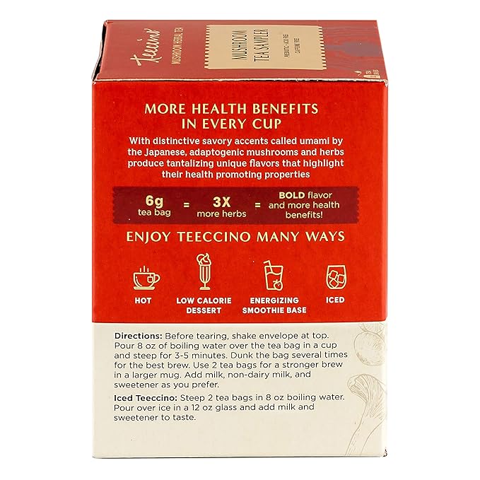 Teeccino Mushroom Herbal Tea - Mushroom Adaptogen Tea Sampler - 12 Tea Bags - Support Your Health With Mushrooms and Adaptogenic Herbs, Prebiotic, Caffeine Free, Acid Free - Bloomnest