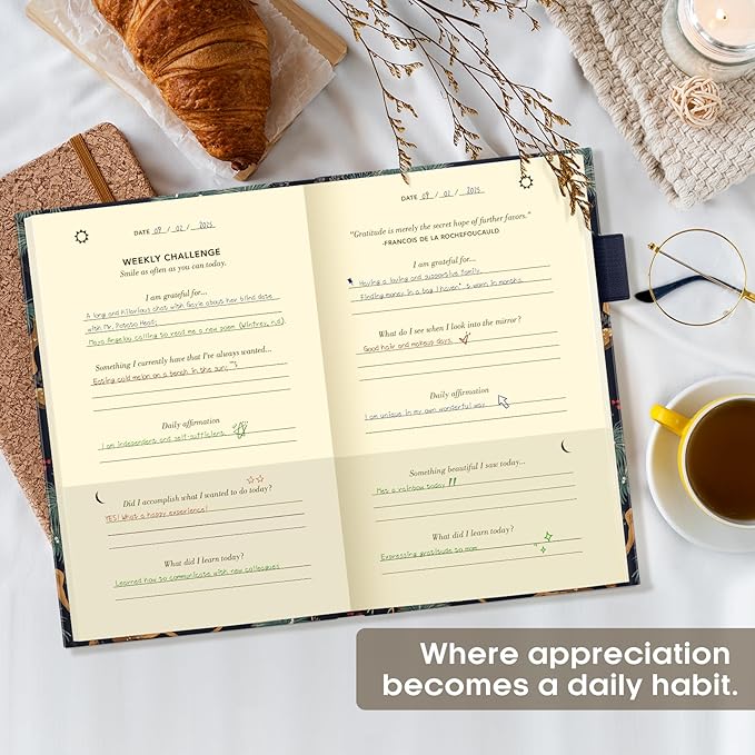 Gratitude Journal for Women – Undated Daily Mindfulness & Manifestation Journal with Prompts for Cultivate Affirmations, Positivity, Self-Care & Happiness - Crane - Bloomnest