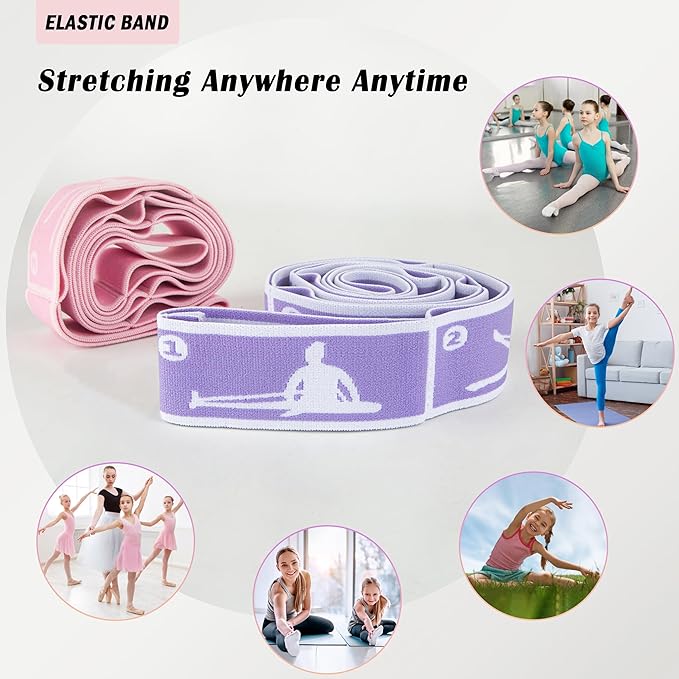 2 Pcs Kids Stretch Bands Dance Stretching Straps for Children Gymnastics Equipment Dance Training Elastic Band for Kids Multi-Loop Numbered Stretch Band for Ballet Cheerleading-8 Loops - Bloomnest
