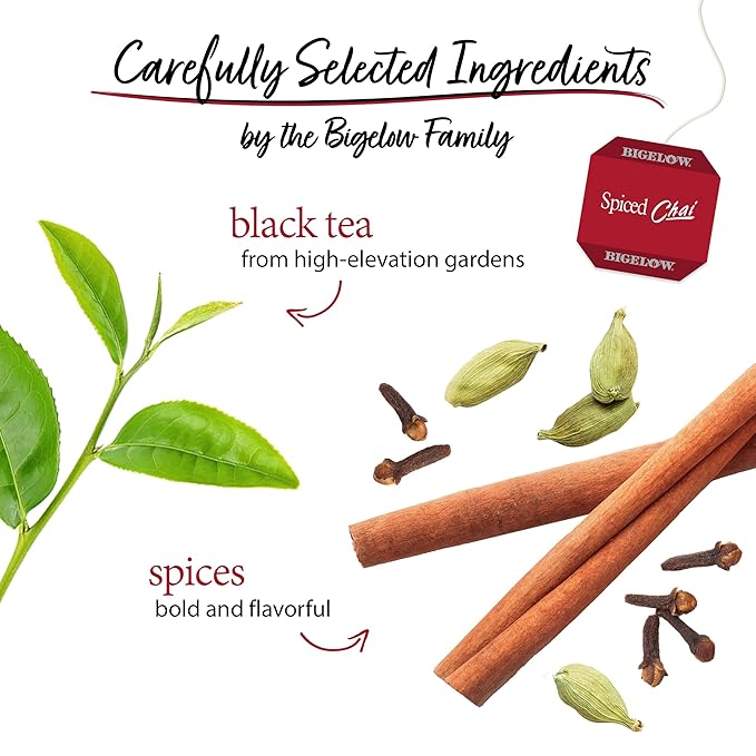 Bigelow Tea Spiced Chai Black Tea, Caffeinated Tea, 20 Count Box (Pack of 6), 120 Total Tea Bags - Bloomnest