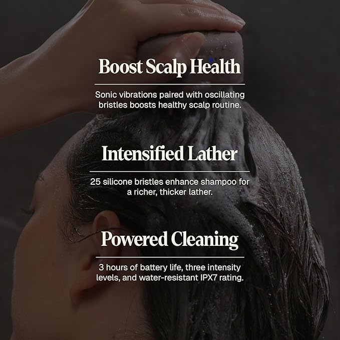 Black Wolf Sonic Scalp Scrubber, (Taupe) - Hair & Scalp Massager Brush with 3-Speed Oscillation - Rechargeable Scalp Care Comb with Soft Silicone Oscillating Bristles for Deep Clean & Exfoliation BlackWolf