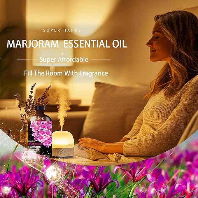 Marjoram Essential Oil, Marjoram Oil 4 Fl Oz 120ML for Diffuser Humidifier Yoga Cleaning DIY Candle Soap Making Perfume Gift for Women Essential Oils - Bloomnest