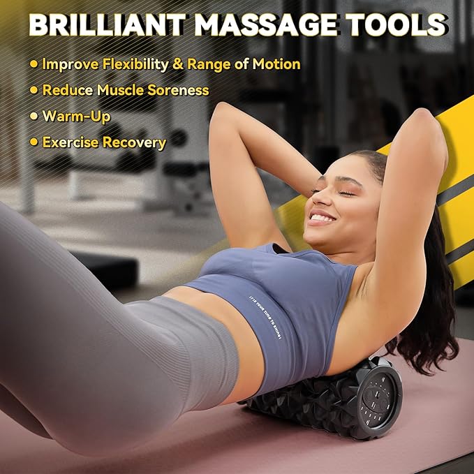 Vibrating Foam Roller, High Density Massage Muscle Roller Back Roller Foam for Back Pain Relief & Muscle Recovery and Physical Therapy, 5-Speed Rechargeable Exercise Roller, 2 Modes - Bloomnest