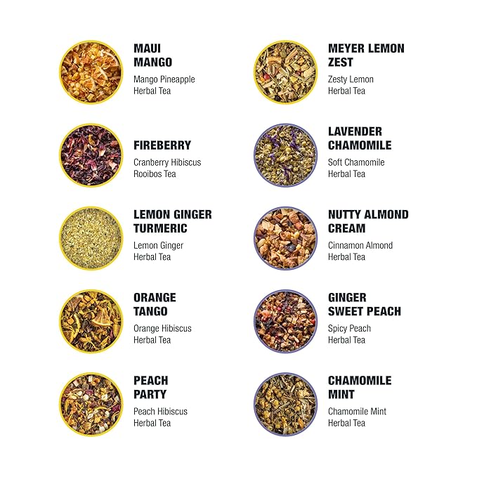 Tiesta Tea - Discovery Sampler Dry Flight Set, Loose Leaf, High to No Caffeine, Hot & Iced Up to 200 Cups, Tea Variety Pack with Green, Herbal, Black & Chai Brew, 20 Resealable Sample Pouches - Bloomnest
