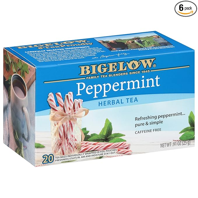 Bigelow Tea Peppermint Herbal, Caffeine Free, 20 Count, Pack of 6 - Bloomnest