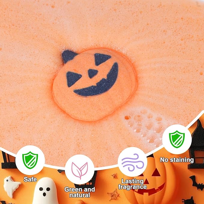 Halloween Bath Bombs for Kids & Women, Handmade Spooky Bath Bomb Set of 6 Fun Shapes – Perfect Gifts for Kids, Skin Care Bathbombs for Girls’ Spooky Celebration - Bloomnest