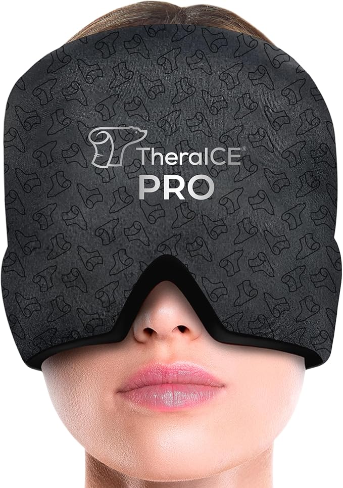 TheraICE Migraine Relief Cap PRO, Headache Relief Cap, Ice Face Mask, Cold Compress Head Wrap for Tension Headache Relief, Stress & Hangover, FocusZone Technology Provides Extra Cooling & Pressure - Bloomnest