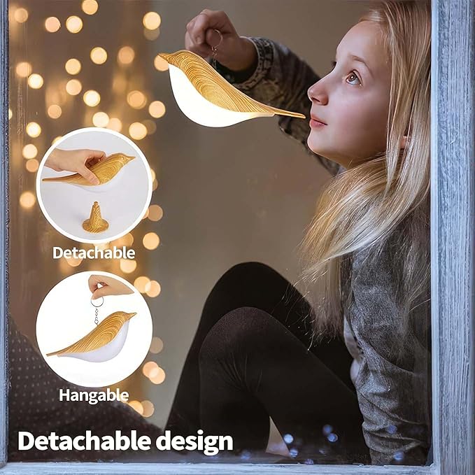 Desk Lamp, Bird-Shaped Bedside Lamp with Triple Color Temperature and Touch Sensor,Cordless Kid's NightLight with Rechargeable Battery-ldeal for Bedroom Nightstands (Yellow) - Bloomnest