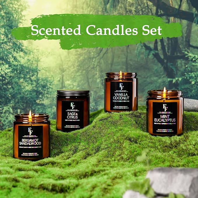 Mint Eucalyptus Candle, Scented Candle for Home Soy Wax Candle, Aromatherapy Candle Gift for Women Men, 50H Burns Long-Lasting, 7oz - Bloomnest