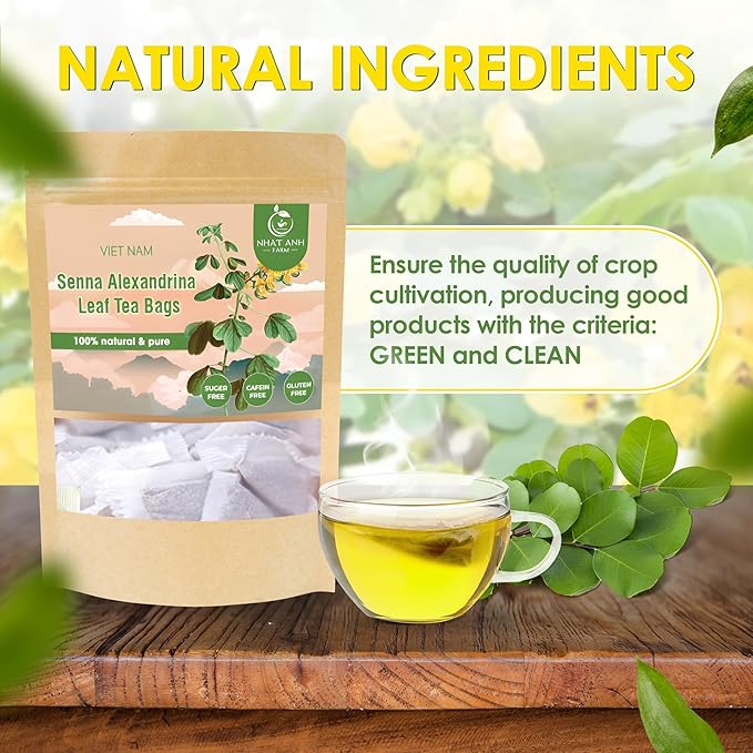 NHAT ANH FARM - Premium Senna Leaf Tea Bags, 40 Senna Leaf Tea Bags, 100% Natural Dried Senna Leaf, Naturally Sweet Herbal Tea, Sugar-Free, Caffeine-Free, No Additives. - Bloomnest