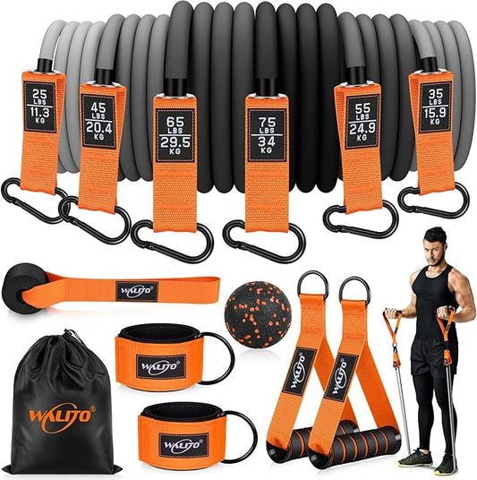 WALITO Resistance Bands Set - Exercise Bands with Handles, Door Anchor, Legs Ankle Straps, for Heavy Resistance Training, Physical Therapy, Muscle Training, Yoga, Home Workouts, Gym - Bloomnest