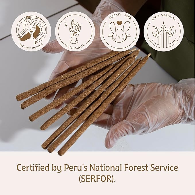 Luna Sundara Palo Santo Incense Sticks, Hand Rolled in Peru, 100% Natural Palo Santo Wood, Long Burning Incense, 6 Sticks LunaSundara