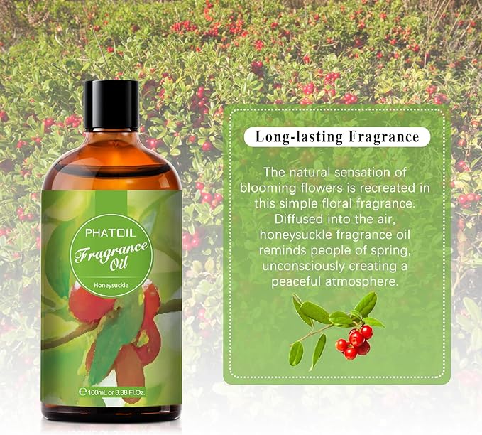 PHATOIL 3.38FL.OZ Honeysuckle Fragrance Oils for Aromatherapy, Essential Oils for Diffusers for Home, Perfect for Diffuser, DIY Candle and Soap Making, DIY Scented Products - 100ml - Bloomnest