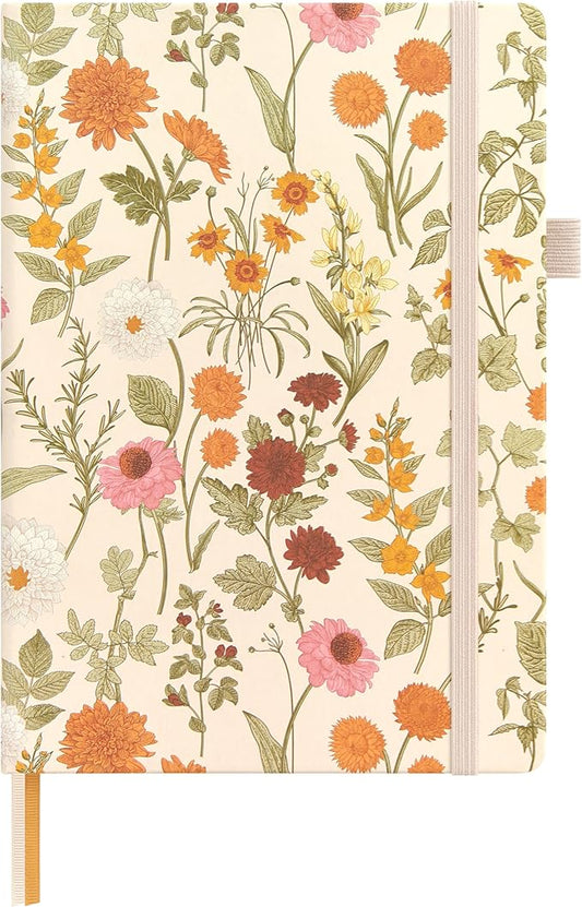 &And Per Se Dotted Journal Notebook, A5 Hardcover Bullet Dotted Journal, 160 Pages 100 gsm Thick Paper, 3 Sheets of Stickers Included - 5.7'' x 8'' (Wild Flowers)