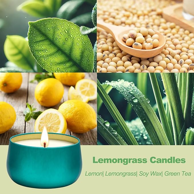 Scented Candles Gift Set, 6 Pack Candles for Home Scented, Long Lasting Soy Wax Lemongrass Candle, Decorative Jar Aromatherapy Candle Set Gifts for Women - Bloomnest
