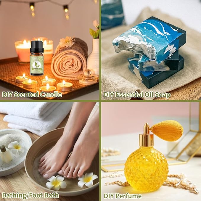 yethious White Tea Essential Oil White Tea Oil for Diffuser & Aromatherapy, Baths, Soap, Candle Making Scent Oil 2PCS*10ML - Bloomnest