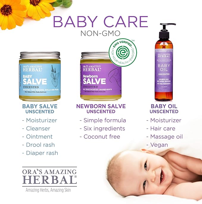 Ora's Amazing Herbal Travel Size Natural Baby Oil, Calendula Oil for Baby, Infant Massage, Cradle Cap, Hair Oil, Multipurpose Baby Oil, OAHerbal - Bloomnest