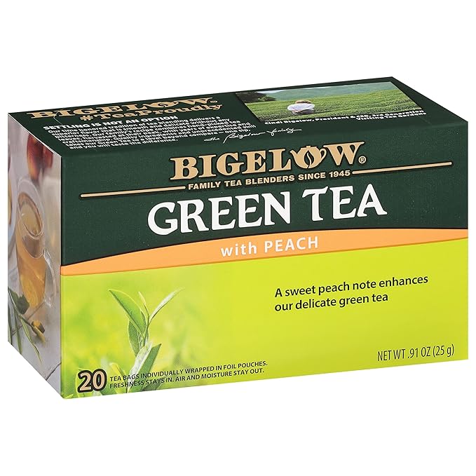 Bigelow Green Tea w/ Peach Tea Bags, 20 ct - Bloomnest
