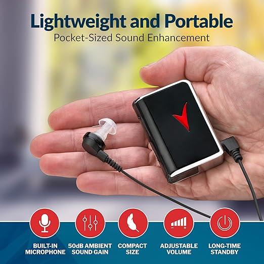 Personal Sound Amplifier - Personal Audio Amplifier Device and Voice Enhancer Device for Sound Gain of 50dB, Up to 100 Feet Away, Pocket Hearing Devices - Bloomnest