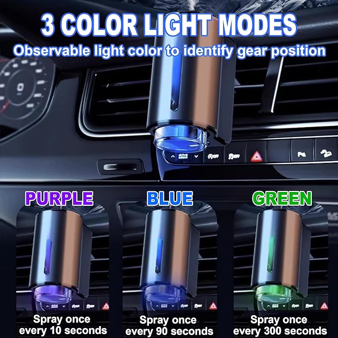 Smart Car Air Freshener, Car Air Freshener Diffuser, Rechargeable Cars Aroma Diffuser, 3 Levels of Adjustable Intelligent Cars Diffuser with 3 Bottles of Cologne - Bloomnest