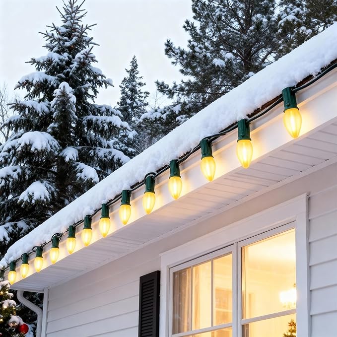 C7 LED Frosted Christmas Light Bulb,25 Pack 0.6W C7 LED Replacement Lights Bulbs with E12 Base,Frosted White 2700K Shatterproof Vintage Bulbs for Chandeliers Candle Christmas String Lights - Bloomnest