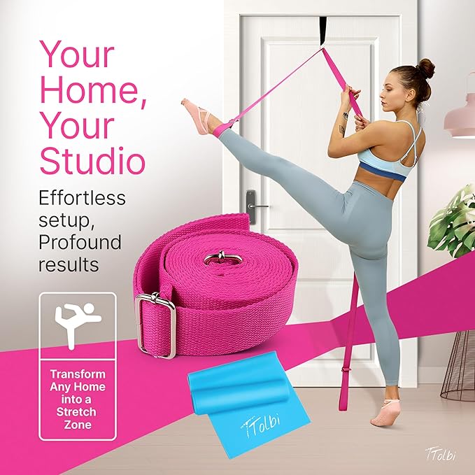 Stretching Strap with Door Anchor & Resistance Band – Improve Leg Stretch Flexibility for Splits, Ballet, Dance, Cheer, Yoga & Gymnastics - Home Leg Stretcher Trainer Equipment Stuff for All Levels - Bloomnest