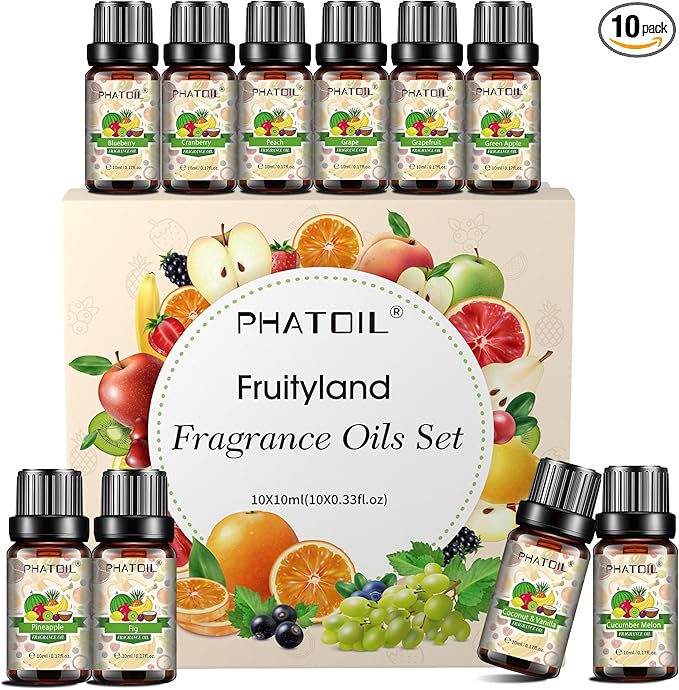 PHATOIL Coconut & Vanilla Fragrance Oils Set, 10 Pcs Aromatherapy Oils Set, for Diffusers, Home Care, DIY Soap Candle Making Scents, Fragrance, Aromatherapy, Humidifiers, for Friend (10ml) - Bloomnest