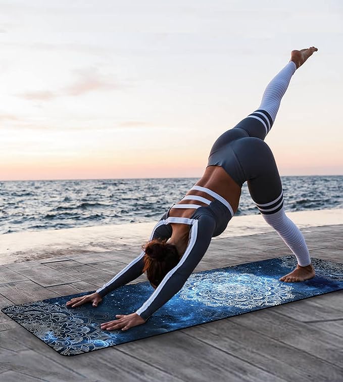 Non Slip Yoga Mat TPE Workout Mat for Men Women, Thick Workout Mat with Carrying Strap, Fitness Mats for Exercise, Yoga, Fitness, Pilates, Floor Workouts (72" x 24" x 6mm) - Bloomnest