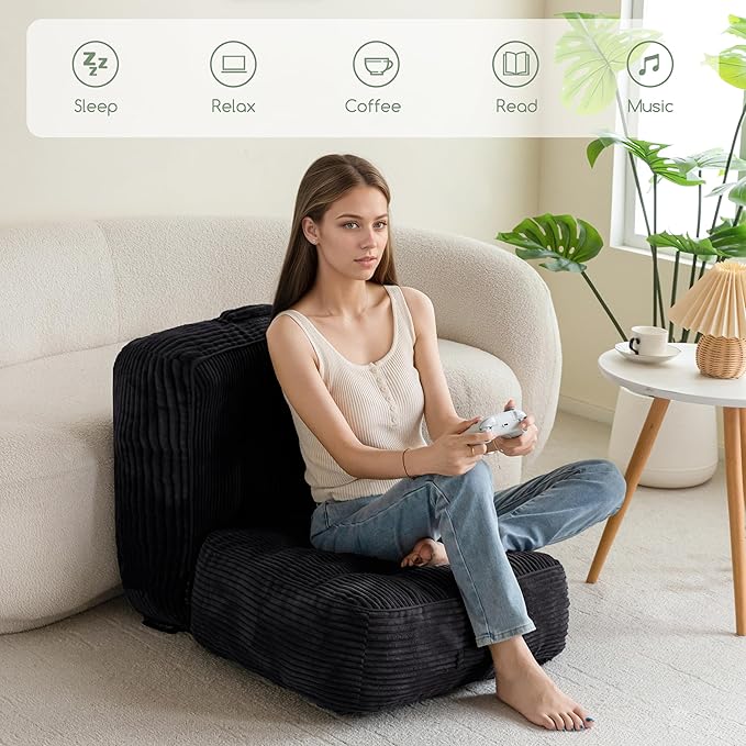 8" Washable Floor Pillow Cushion for Adults, Meditation Cushion Pillow, Large Square Floor Sitting, Removable Tufted Corduroy Cover, for Tatami Living Room or Yoga, 22x22 Inch, Machine Washable - Bloomnest
