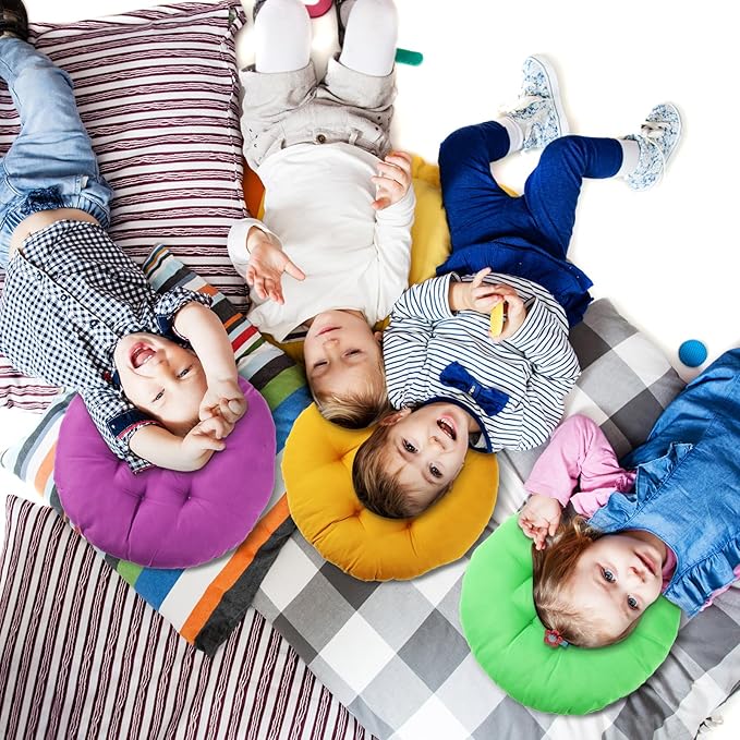 Fumete 12 Pcs Floor Pillows Cushions Seating 16 x 16 Inches Color Round Seat Reading Floor Chair Cushions for Kids Adults Classroom Home School Playing Supplies(Bright Color) - Bloomnest