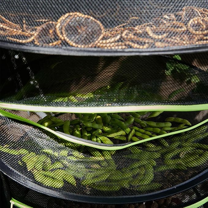 2ft 4-Layer Herb Drying Rack with Zipper, Collapsible Hanging Mesh Plant Dryer Net Basket with Garden Gloves, Pruning Scissors & Hook for Drying Seed, Bud, Hydroponic Plants - Bloomnest