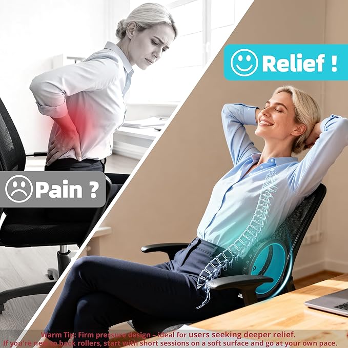 Back Roller for Back Pain Reliefn & Stretching, Deep Tissue Massage Roller Supports Up to 530 lbs / 240 kg, 5.5''-7.5'' Curved Foam Roller for Home Physical Stretching - Bloomnest