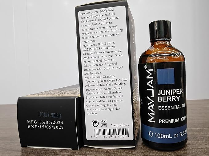 Juniper Berry Essential Oil, MAYJAM Pure Juniper Berry Oil Juniper Oil for Diffusers, Soap Candle Making, 3.38FL.OZ/100ML Essential Oils with Premium Glass Dropper - Bloomnest