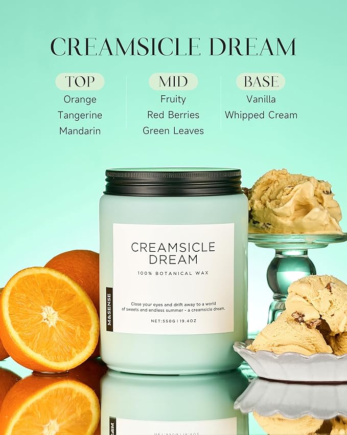 M&SENSE Orange Creamsicle Scented Candle, 19.4oz 110 Hours Slow Burning Non Toxic Natural Soy Wax 2 Wick Candle for Home Scented, Long Lasting Home Fragrance Gifts for Housewarming & Anniversry - Bloomnest