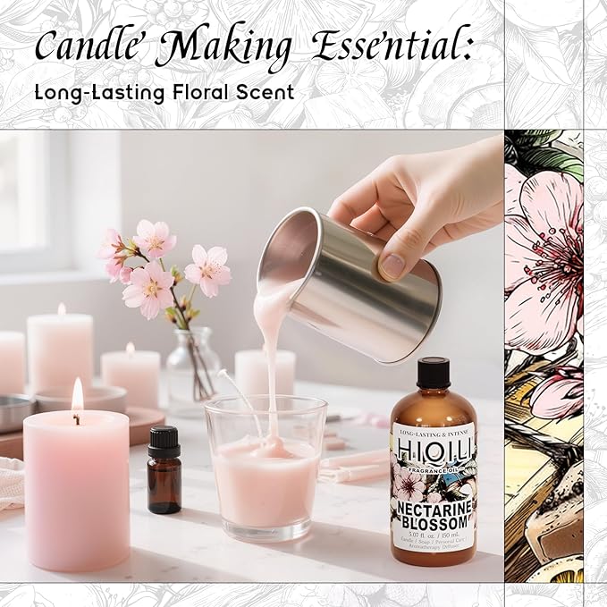 HIQILI Nectarine Blossom Fragrance Oil for Candle & Soap Making, Essential Oil Diffuser Use, Add to Body Lotion, Dryer Balls - 5.07 Fl Oz HIQILI