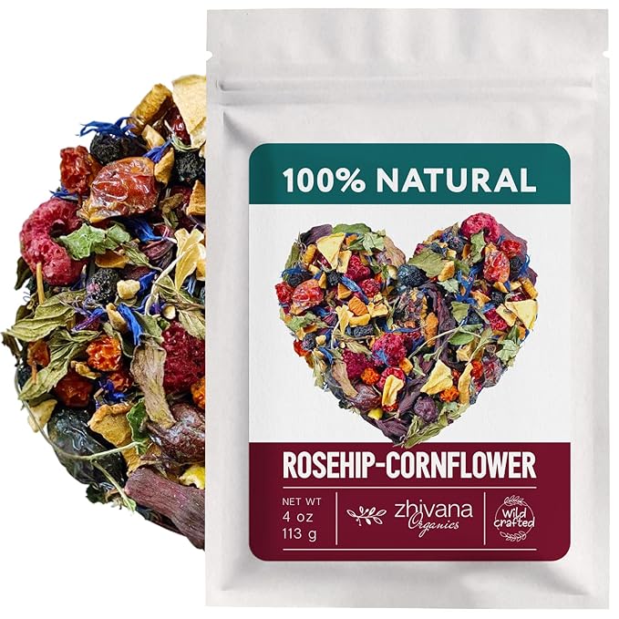 Cornflower Rosehip Herbal Tea – Loose Leaf Caffeine-Free Blend with Hibiscus, Lemon Balm & Elderflower – No Flavorings, No Colorants, No Sweeteners – Pure & Natural – 4oz - Bloomnest