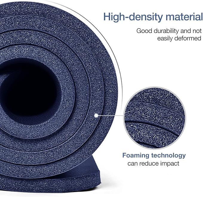 Yoga Mat Non Slip NBR Thick Yoga Mat, 72"L x 32"/24"W x 0.6"/0.4"TH (185cm x 80cm/61cm x 15mm/10mm), Anti-Tear Exercise Mat with Carrying Strap and Bag, Workout Mats for Yoga, Pilates, Floor Exercises - Bloomnest
