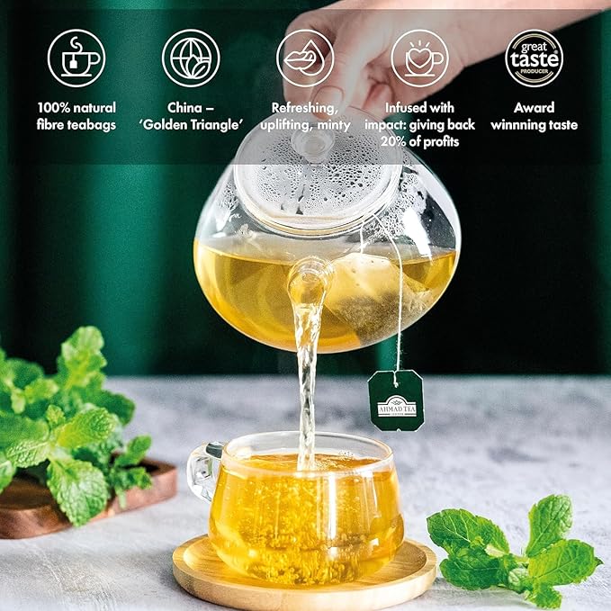 Ahmad Tea Mint Green Tea Teabags, 100 ct - Caffeinated and Sugar-Free - Bloomnest