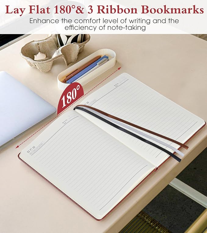 Lined Journal Notebook for Women Men, 160 Pages, A5 Hardcover Vintage Leather Journaling Notebooks for Work, School, Note Taking, Travel, Bible Study, Daily Diary for Writing 5.8"x8.5" (Brown) - Bloomnest