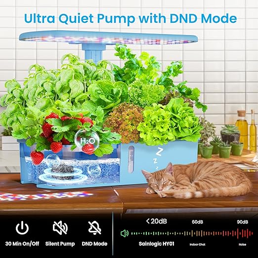 Sainlogic Hydroponics Growing System Kit, 12 Pods Watering Planter, Smart Indoor Garden with APP & WiFi Connected, 5 X Growth with 24W LED, Quiet Pump, for Vegetables, Herbs and Flowers - Bloomnest
