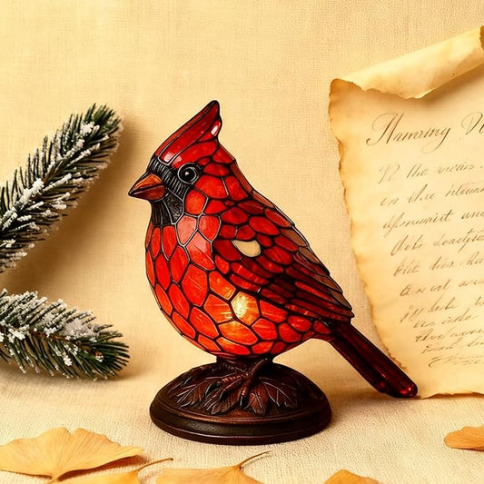 Sheremart Cardinal Lamp, Red Resin Birds Desk Light, Cardinalis Night Light for Christmas, Cardinal Gifts Bird lamp, Handmade Fanyil Cardinal Lamps for Home, Office, Bedroom (6 inch) - Bloomnest