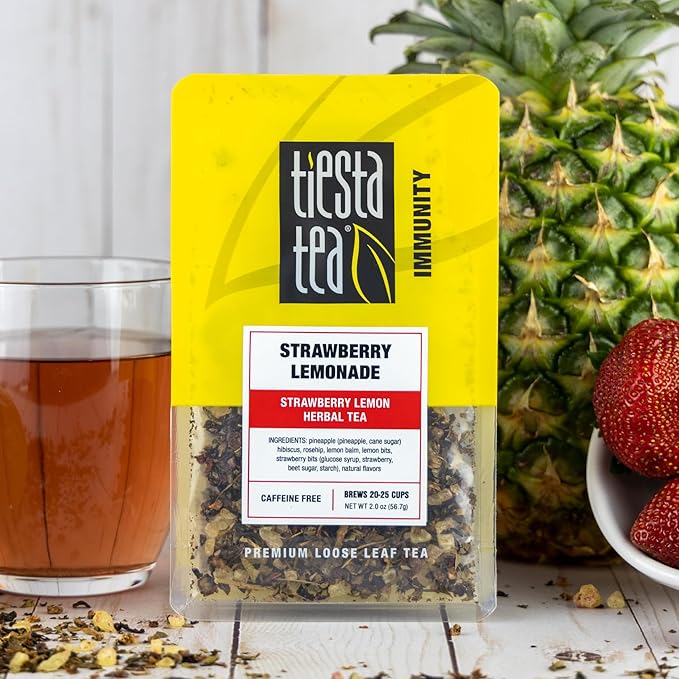 Tiesta Tea - Strawberry Lemonade, Loose Leaf, Strawberry Lemon Herbal Tea, Premium Non-Caffeinated Fruit Blend, Make Hot or Iced & Brews Up to 25 Cups, 2 Ounce Resealable Pouch - Bloomnest